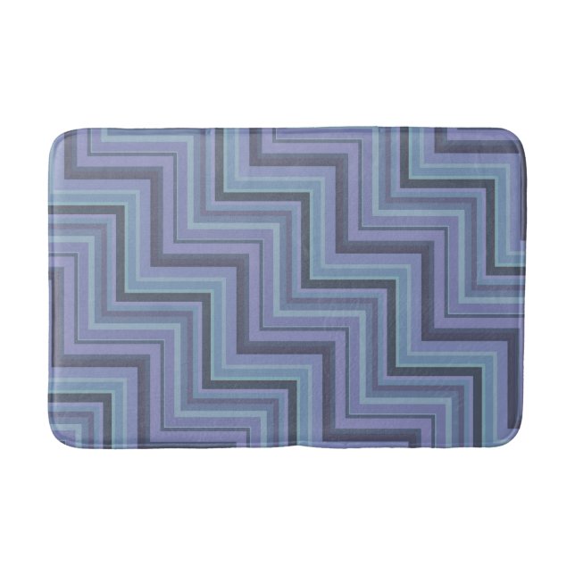 Alfombrilla De Baño Patrón de rayas azules grises (Anverso)