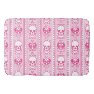 Alfombrilla De Baño Patrón de rayas de cráneo barrocas rosado