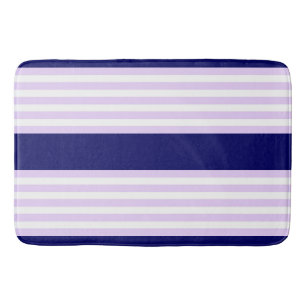 Alfombrilla De Baño Patrón de rayas de lino y blanco con azul marino