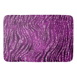 Alfombrilla De Baño Patrón de rayas de tigre salvaje con brillo púrpur