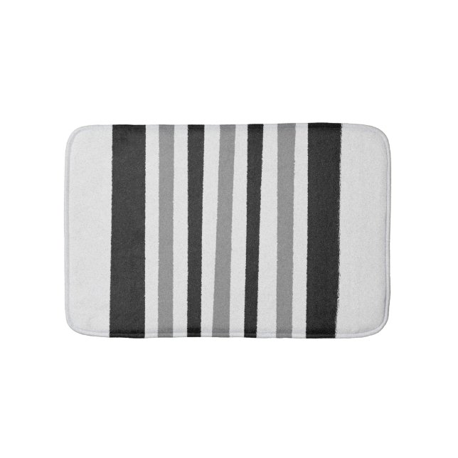 Alfombrilla De Baño Patrón de rayas gris blanco negro (Anverso)