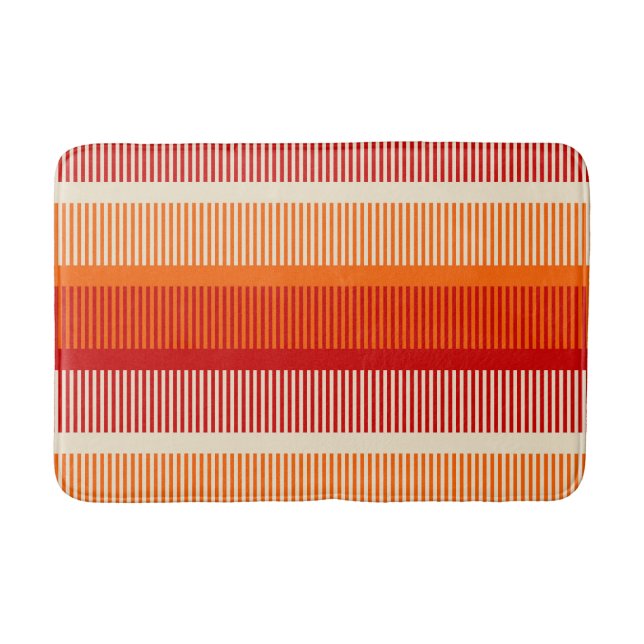 Alfombrilla De Baño Patrón de rayas rojas del Naranja amarillo (Anverso)