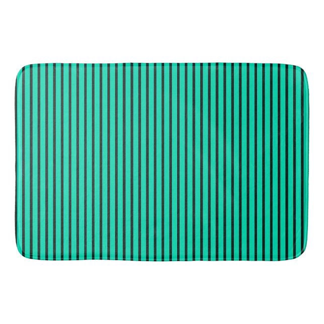 Alfombrilla De Baño Patrón de rayas verticales turquesas (Anverso)
