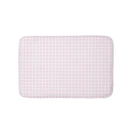 Alfombrilla De Baño Patrón de rejilla cuadrada blanca y rosa claro