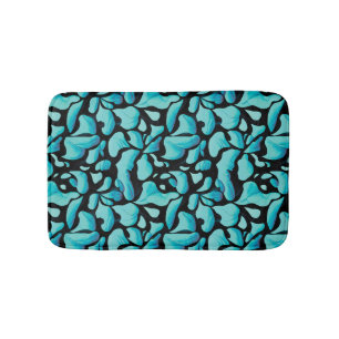 Alfombrilla De Baño Patrón de repetición de hoja azul