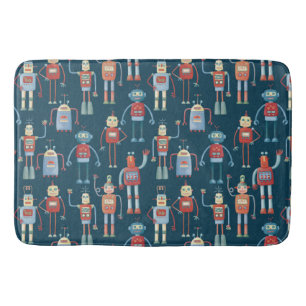 Alfombrilla De Baño Patrón de robots retro estilo de los años 50 div