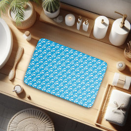 Alfombrilla De Baño Patrón de salpicaduras minimalista blanco azul div