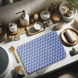 Alfombrilla De Baño Patrón de salpicaduras minimalista blanco azul div