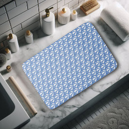 Alfombrilla De Baño Patrón de Salpicaduras Minimalista Blanco Azul Div