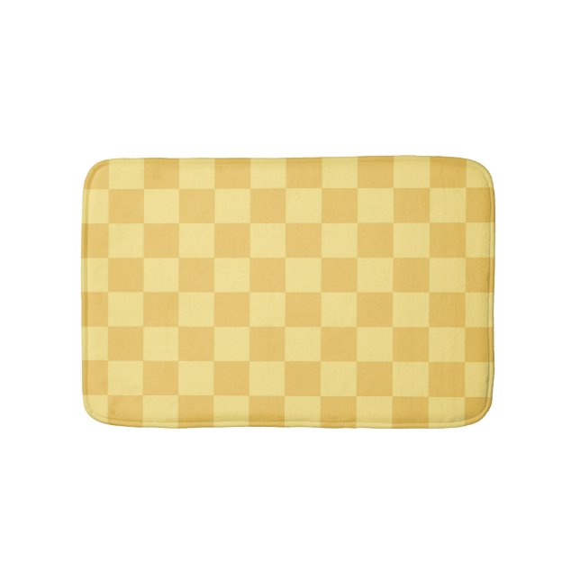 Alfombrilla De Baño Patrón de tablero de ajedrez amarillo (Anverso)