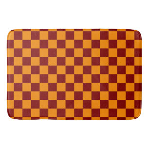 Alfombrilla De Baño Patrón de tablero de cheques rojo + Naranja