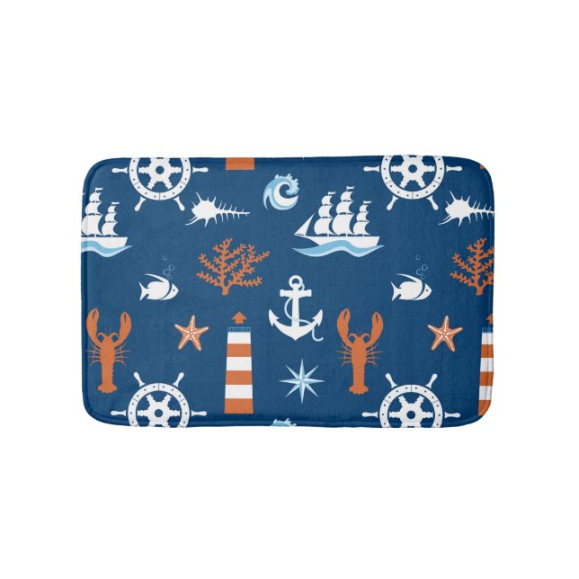 Alfombrilla De Baño Patrón de tema del mar 1 (Anverso)