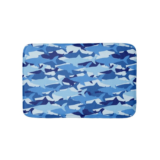 Alfombrilla De Baño Patrón de tiburón azul (Anverso)