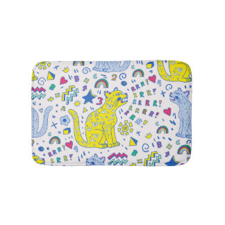 Alfombrilla De Baño Patrón de tigre infantil y arcoiris