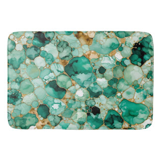 Alfombrilla De Baño Patrón de tinta de alcohol Mint Oro verde