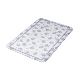 Alfombrilla De Baño Patrón de toile botánico de hortensia azul y blanc