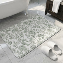 Patrón de Toile Vintage Floral Verde Salvia