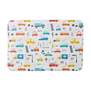 Alfombrilla De Baño Patrón de tráfico de coches de colores reducidos