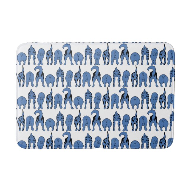 Alfombrilla De Baño Patrón de Traseros de Perro Azul (Anverso)