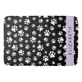 Alfombrilla De Baño Patrón de traza, garras de perro, negro y blanco,