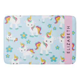 Alfombrilla De Baño Patrón De Unicornios, Unicornios Cutos, Su Nombre