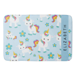 Alfombrilla De Baño Patrón De Unicornios, Unicornios Cutos, Su Nombre