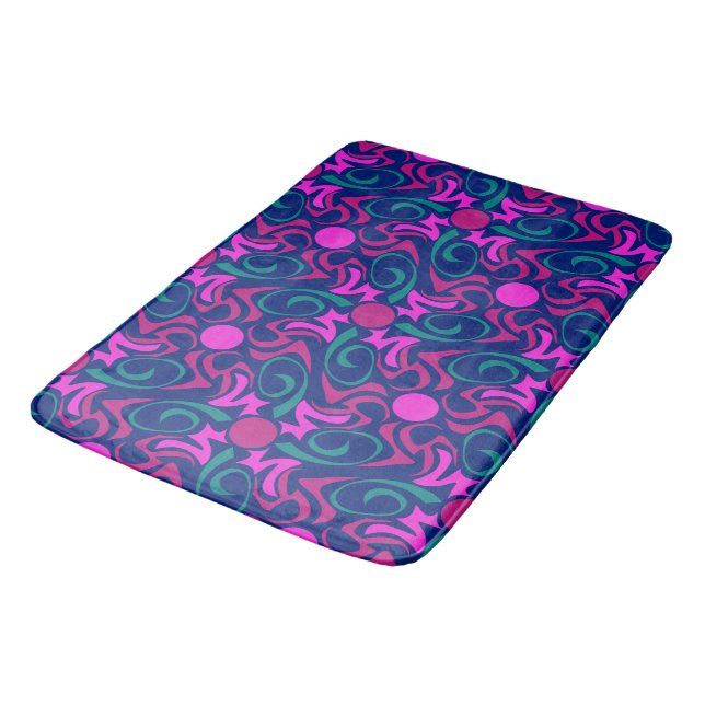 Alfombrilla De Baño Patrón de vectores sin foco de estrella rosa azul  (Angular)