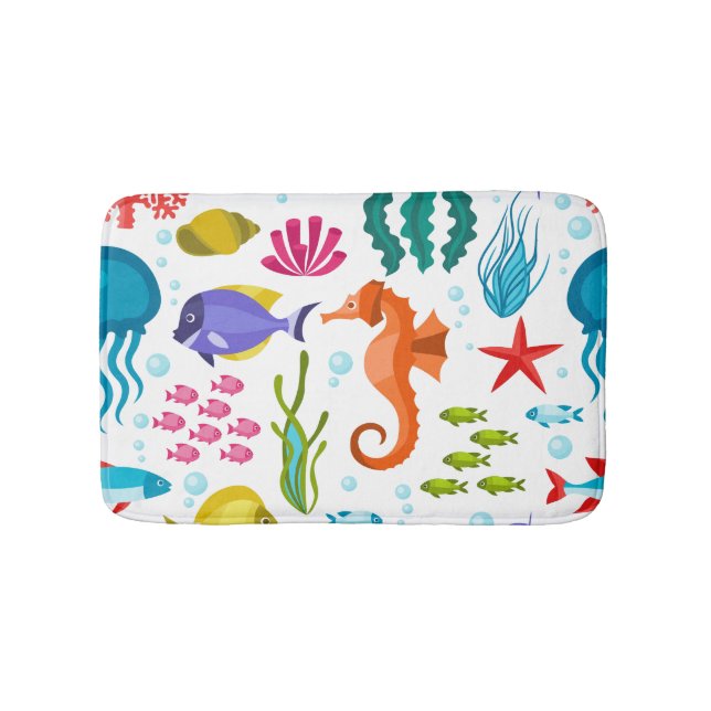 Alfombrilla De Baño Patrón de vida marina con animales marinos (Anverso)