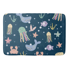 Alfombrilla De Baño Patrón de vida marina sin problemas