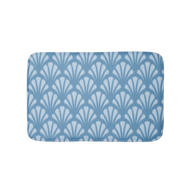 Alfombrilla De Baño Patrón de vieiras azules (Anverso)