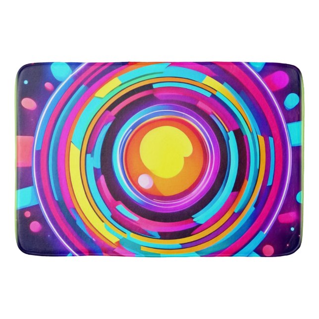 Alfombrilla De Baño Patrón de vórtice de círculo de neón (Anverso)