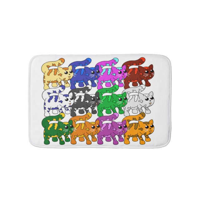 Alfombrilla De Baño Patrón De Xmas Cuadros Gatito (Anverso)