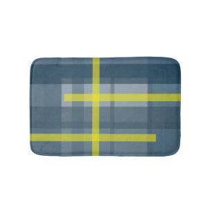 Alfombrilla De Baño Patrón de yeso azul y amarillo