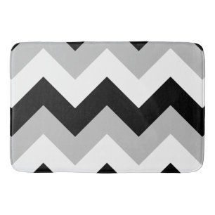 Alfombrilla De Baño Patrón de zigzag amplio Blanco gris negro