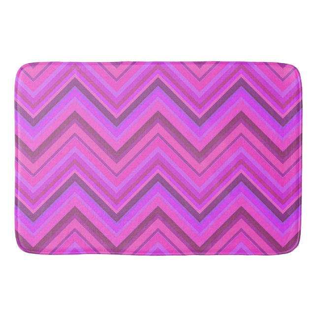 Alfombrilla De Baño Patrón de zigzag de rayas rosas (Anverso)
