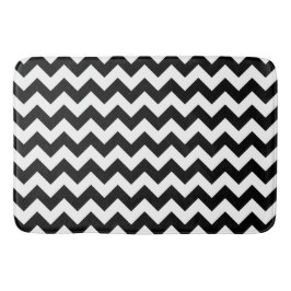 Alfombrilla De Baño Patrón de zigzag negro y blanco, patrón de chevron