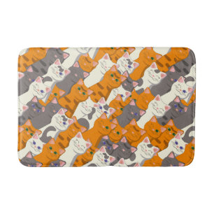 Alfombrilla De Baño Patrón diagonal del gato negro jengibre