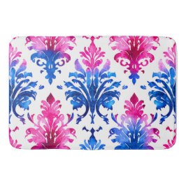 Alfombrilla De Baño Patrón elegante de damasco floral rosado