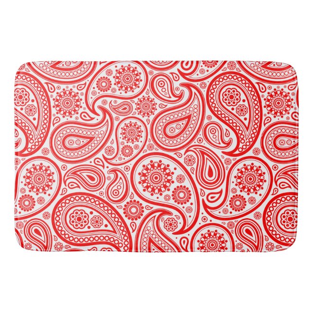 Alfombrilla De Baño Patrón elegante de paisajes rojos y blancos (Anverso)