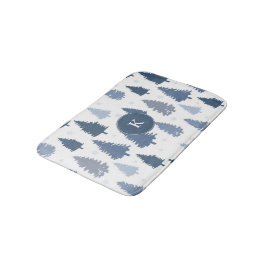 Alfombrilla De Baño Patrón estacional de pinos y copos de nieve