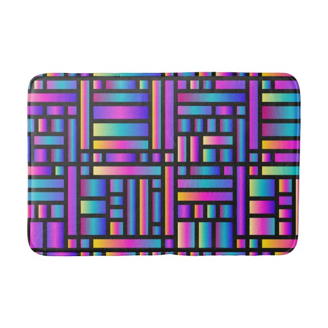 Alfombrilla De Baño Patrón Estilo Moderno - Moda Tartán Geométrico (Anverso)