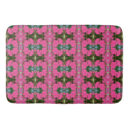 Alfombrilla De Baño Patrón floral abstracto de color rosa y verde oscu