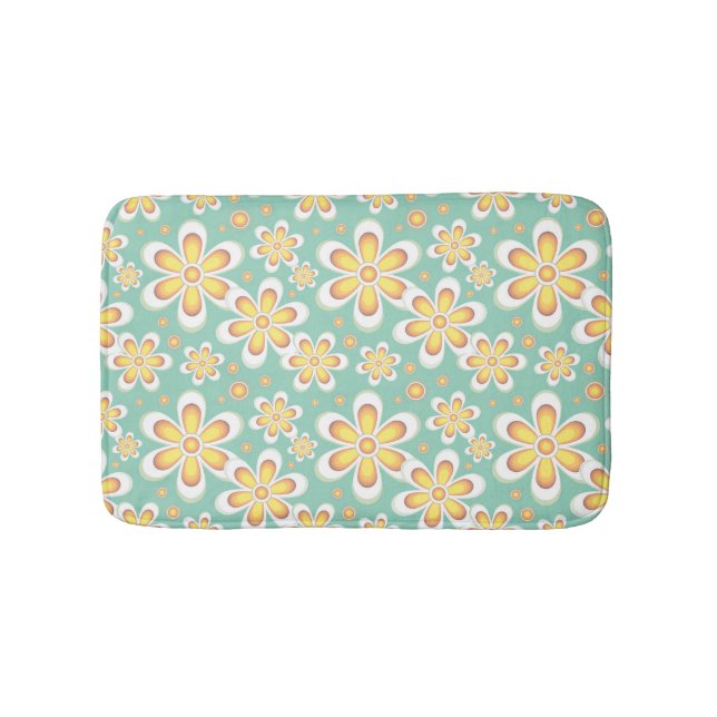 Alfombrilla De Baño Patrón floral amarillo (Anverso)
