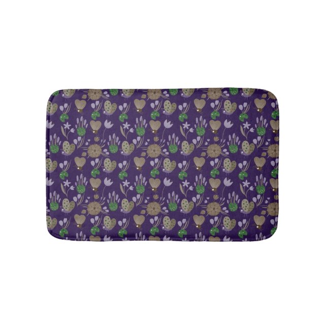 Alfombrilla De Baño Patrón floral azul (Anverso)