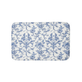 Alfombrilla De Baño Patrón floral azul Toile de Jouy estilo campestre