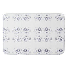 Alfombrilla De Baño Patrón floral azul y blanco desvanecido