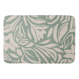 Alfombrilla De Baño Patrón floral botánico en salvia y crema