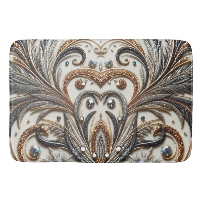 Alfombrilla De Baño Patrón floral brillante con piedra gemela (Anverso)