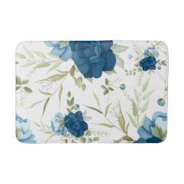 Alfombrilla De Baño Patrón floral continuo de acuarela azul