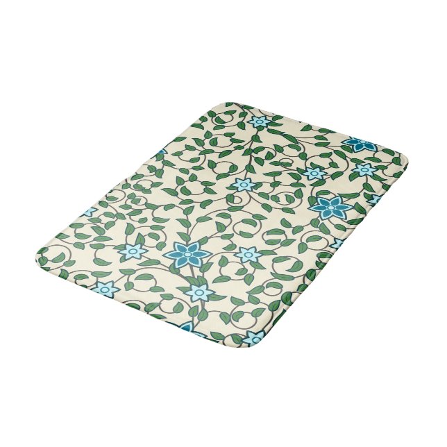 Alfombrilla De Baño Patrón floral continuo sobre fondo beige (Angular)